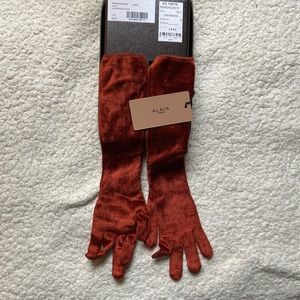 Alaïa rust velour long gloves